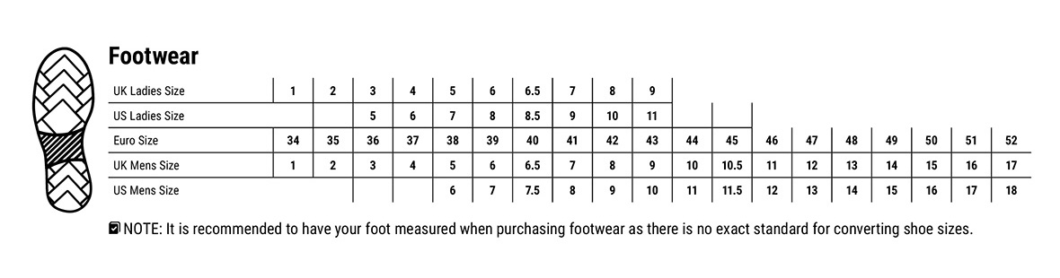 Portwest Footwear Size Guide